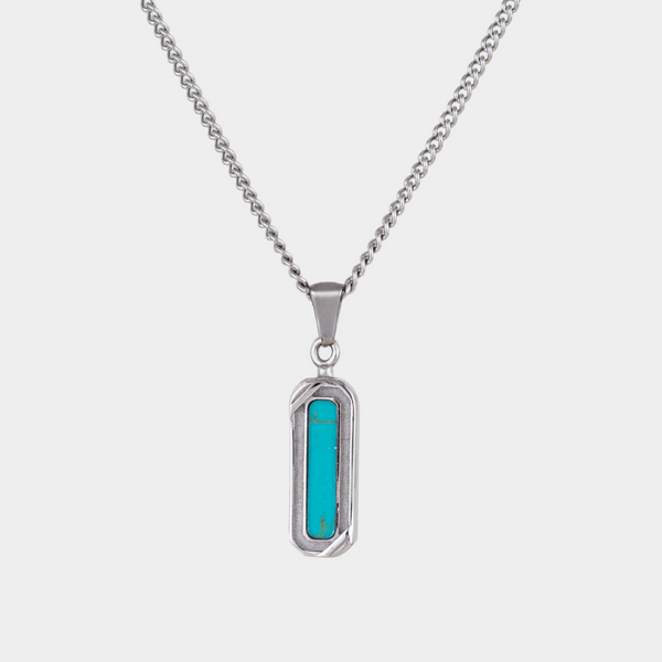 Turquoise Pendant Necklace - 20" Sterling Silver Chain With Genuine Gemstone