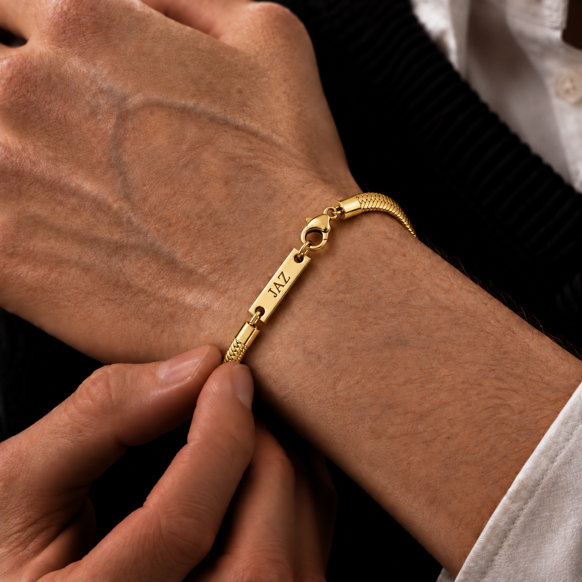 Gold Flat Herringbone Bracelet – 5mm