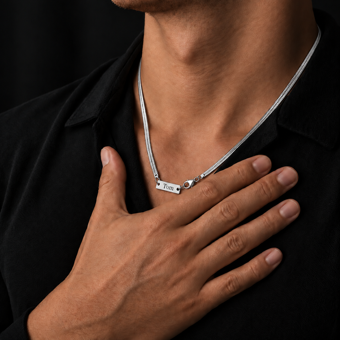 Silver Herringbone Chain Necklace – 5mm