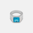 Silver Blue Stone Signet Ring