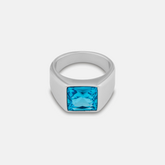 Silver Blue Stone Signet Ring