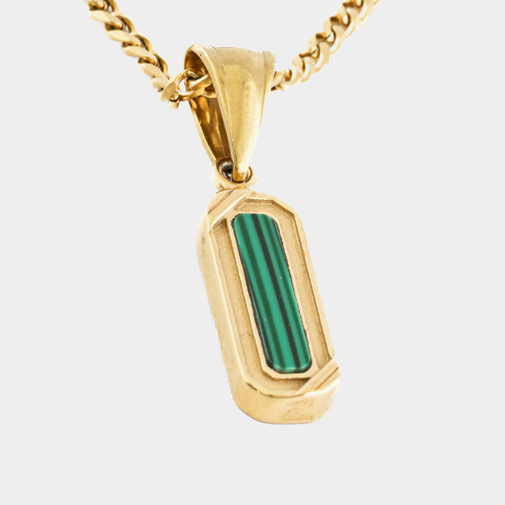 Gold Kensington Genuine Malachite Stone Necklace Pendant