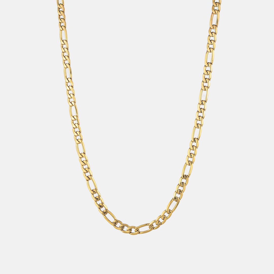 Gold Figaro Chain Necklace 5MM on a white background