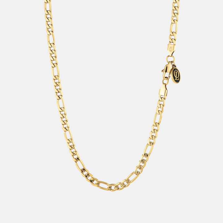 Gold Figaro Chain Necklace 5MM on a white background