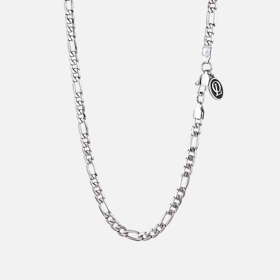 Silver Figaro Chain Necklace 5MM on a white background