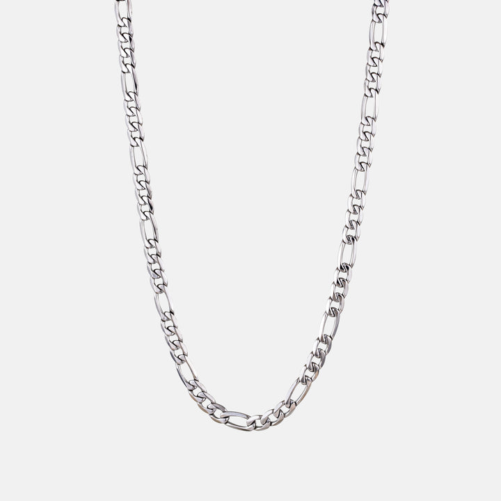 Silver Figaro Chain Necklace 5MM on a white background