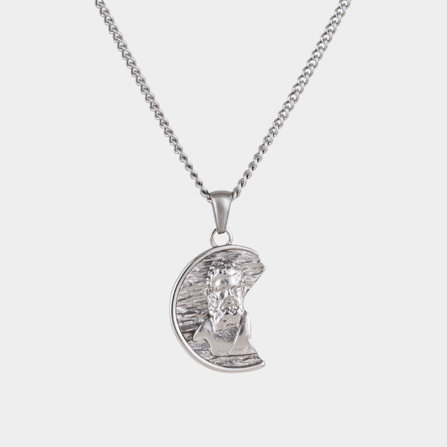 Silver Irregular Zeus Necklace Pendant on a white background