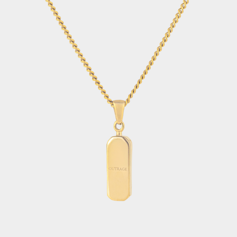 Gold Lapis Lazuli Stone Necklace Pendant on white background