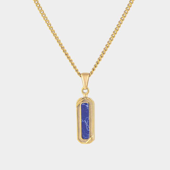 Gold Lapis Lazuli Stone Necklace Pendant