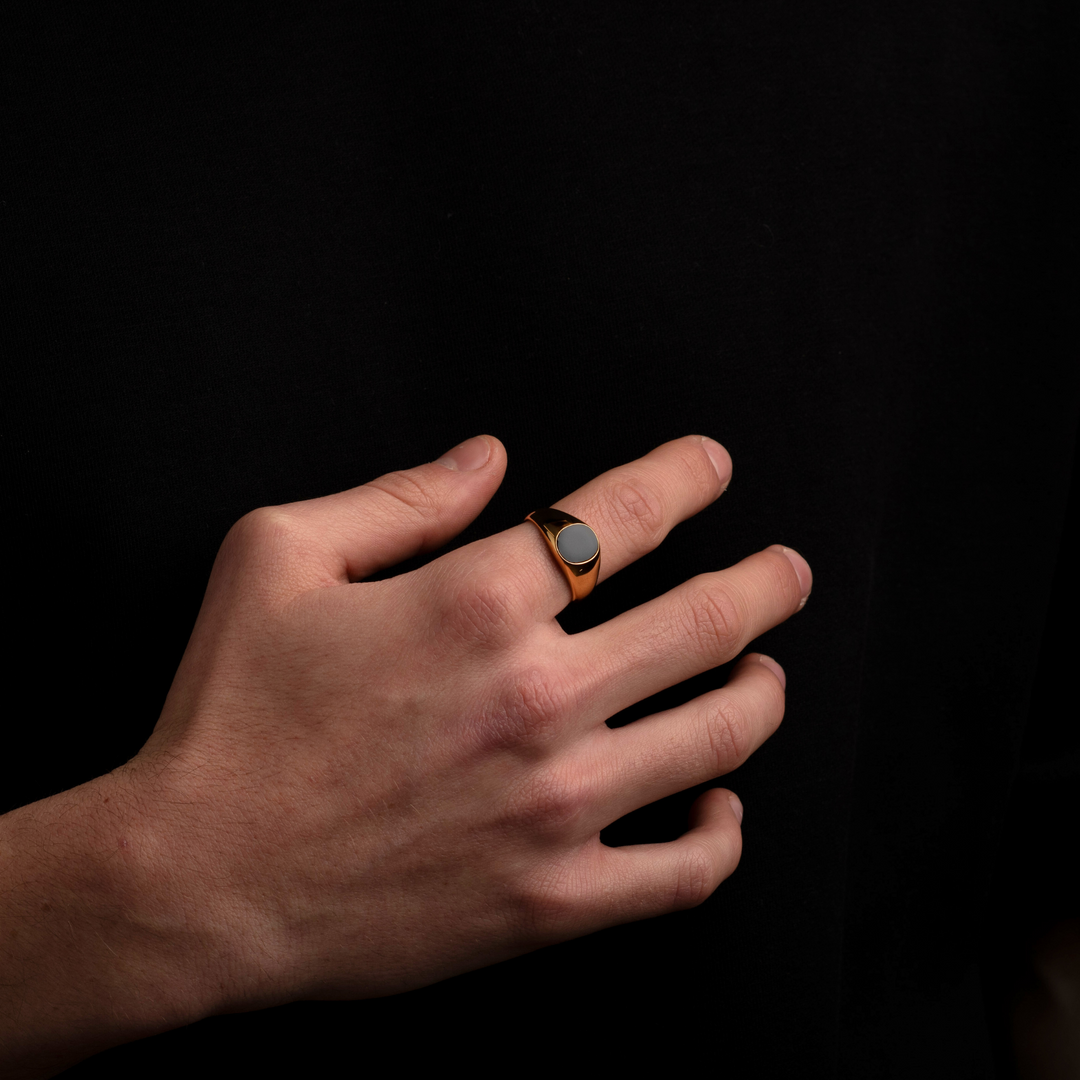 Gold Onyx Stone Signet Ring