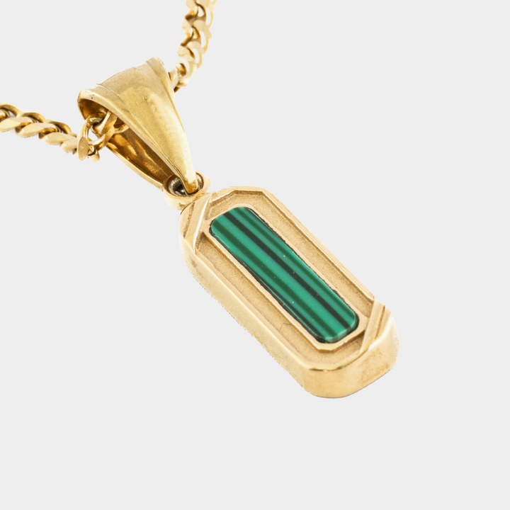 Gold Kensington Genuine Malachite Stone Necklace Pendant