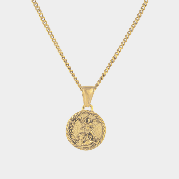Gold St Michael Necklace Pendant