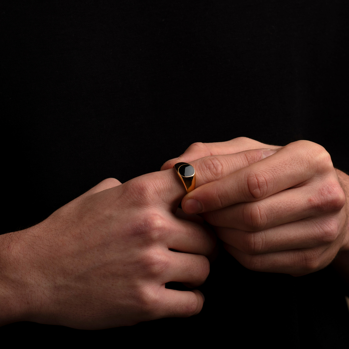 Gold Onyx Stone Signet Ring