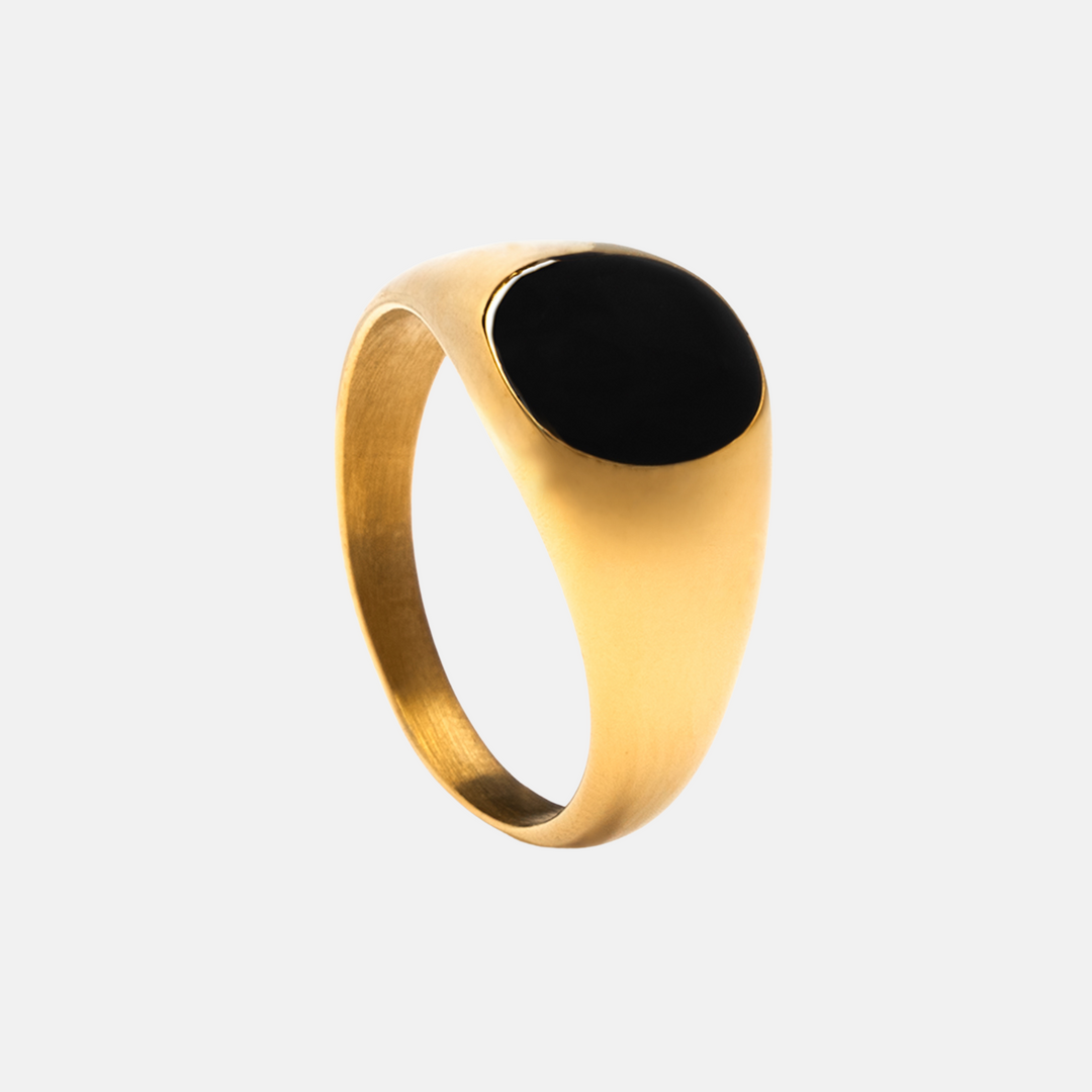 Gold Onyx Stone Signet Ring