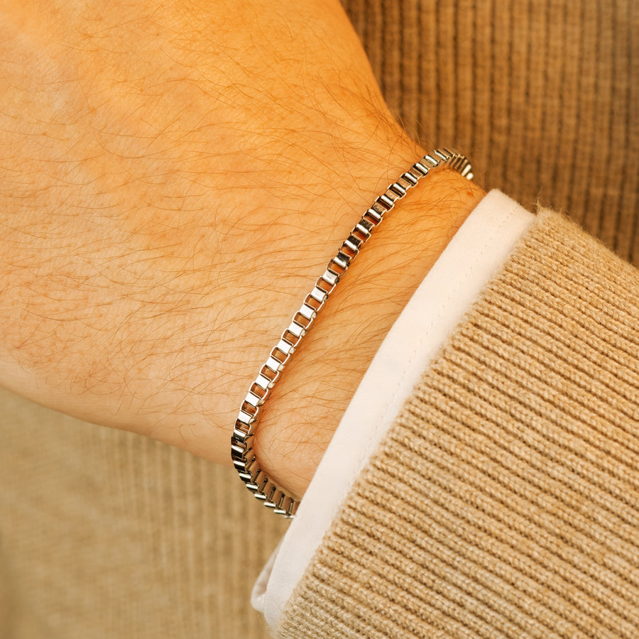 Silver Box Chain Bracelet - 3mm