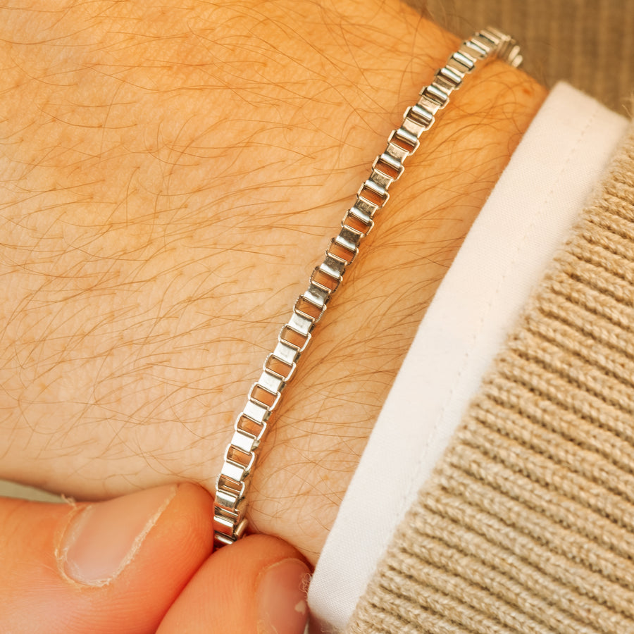 Silver Box Chain Bracelet - 3mm