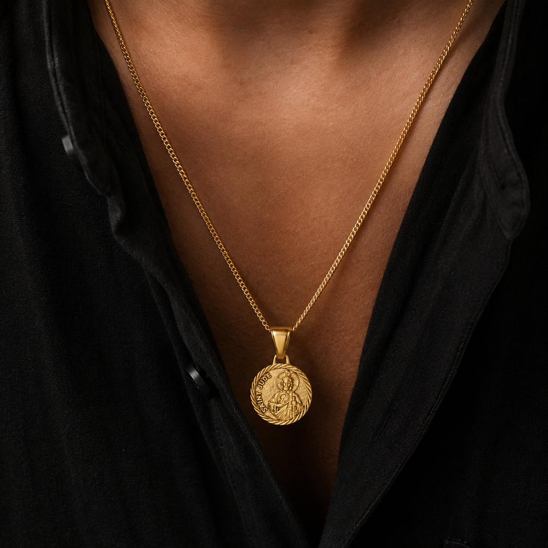 Gold St Jude Necklace Pendant