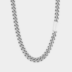 Silver chain necklace on a white background
