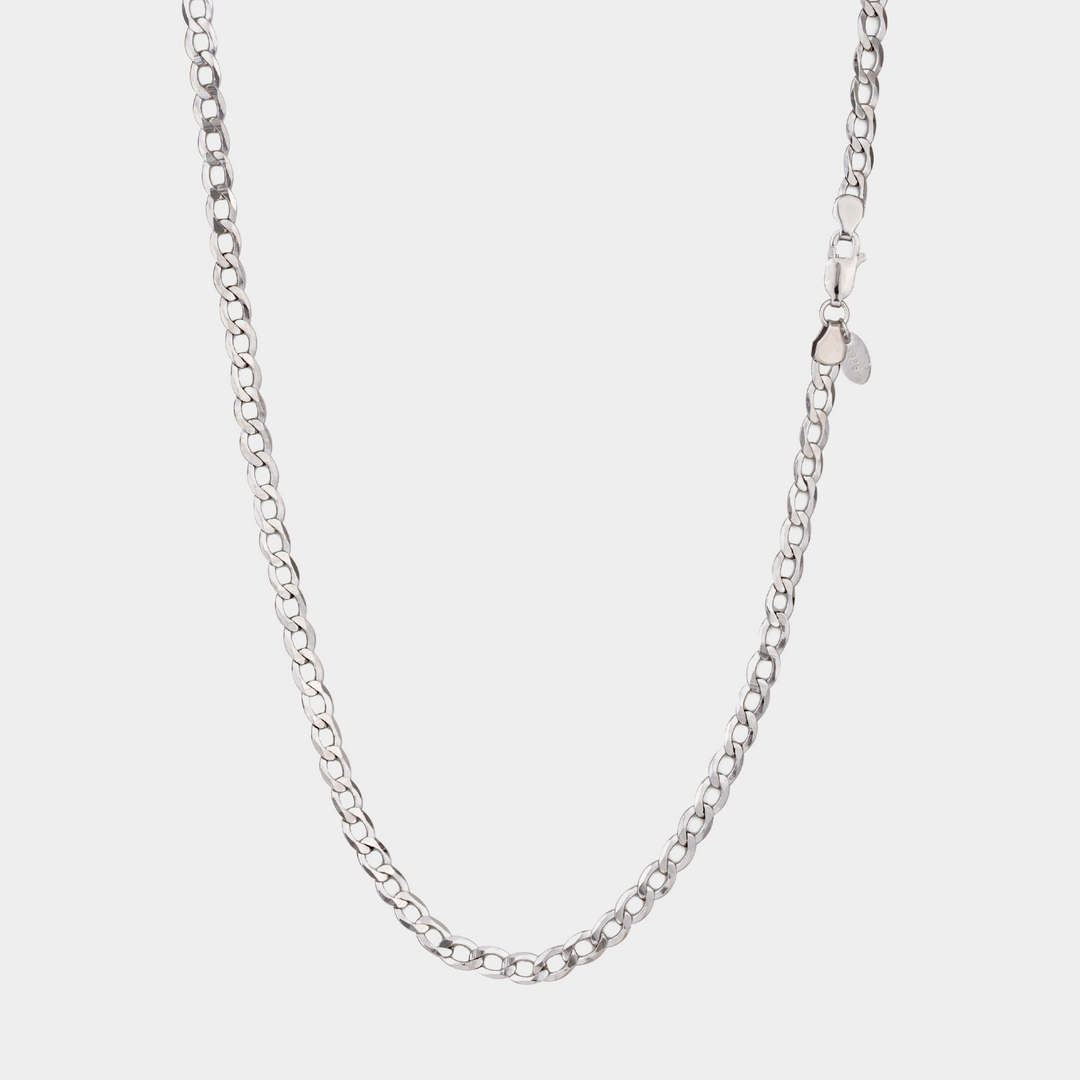 925 Italian Silver 4mm Curb Necklace