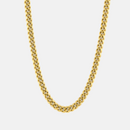 Gold chain necklace on a white background