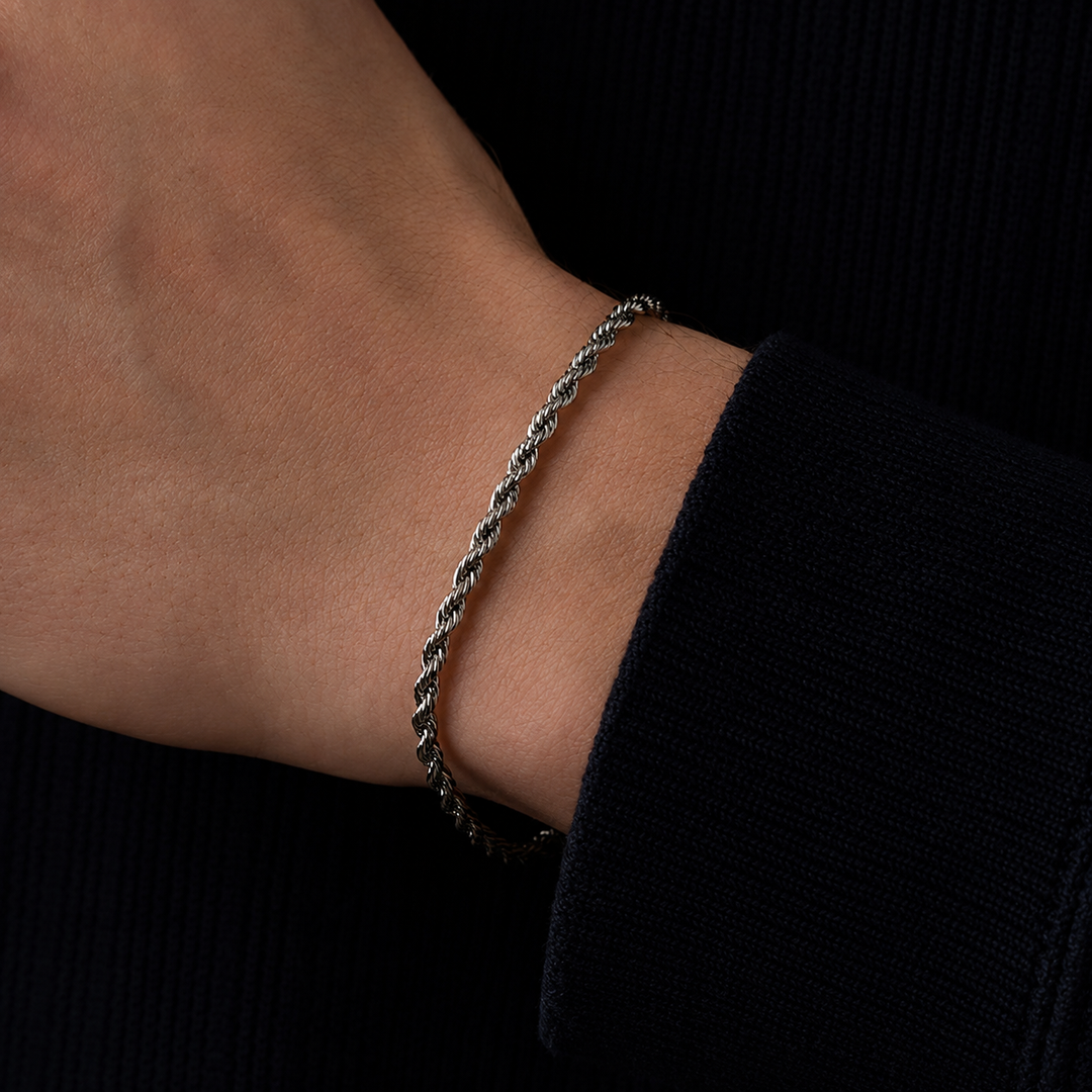 Silver Rope Chain Bracelet 2MM