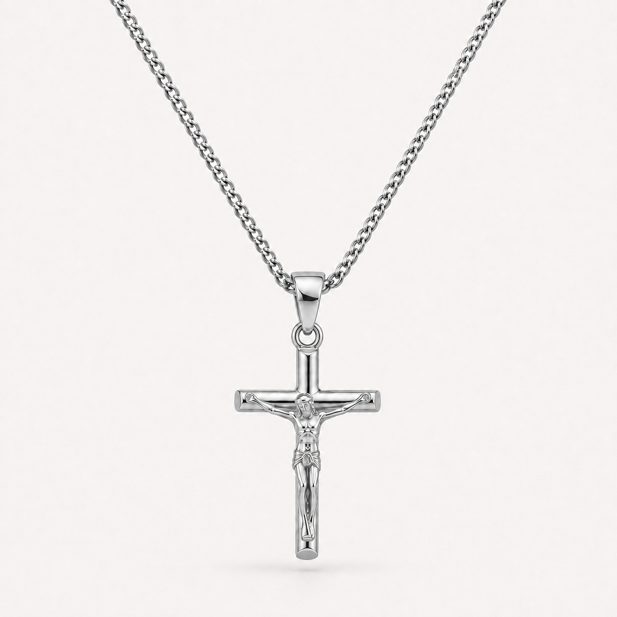Silver Crucifix Cross Necklace Pendant