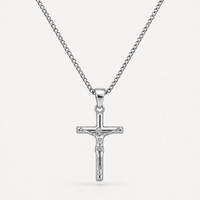 Silver Crucifix Cross Necklace Pendant