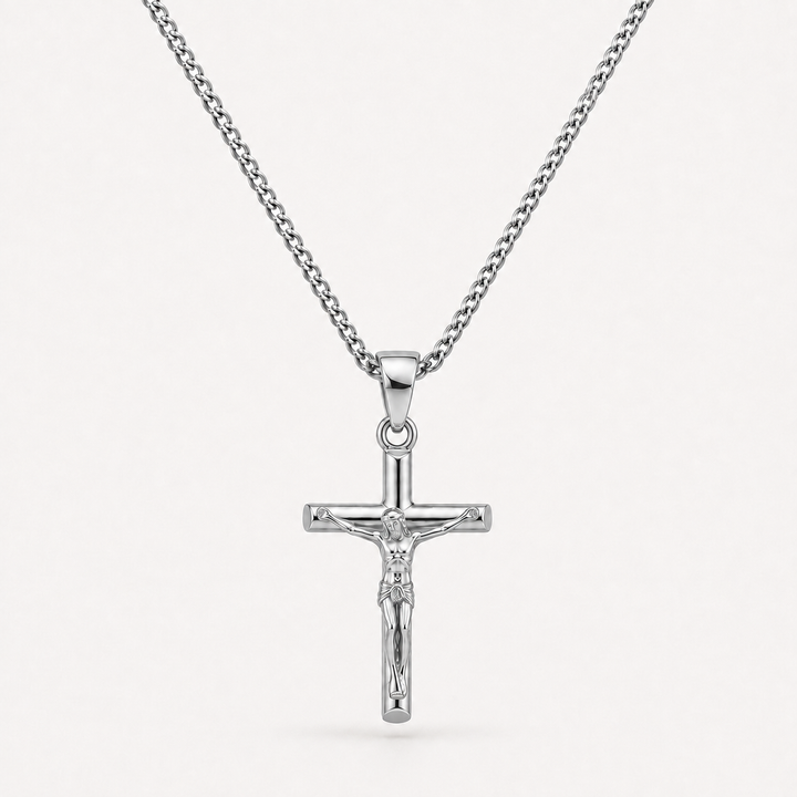 Silver Crucifix Cross Necklace Pendant
