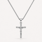 Silver Crucifix Cross Necklace Pendant