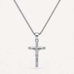Silver Crucifix Cross Necklace Pendant