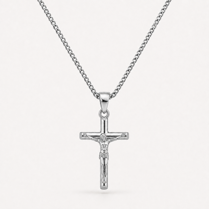 Silver Crucifix Cross Necklace Pendant