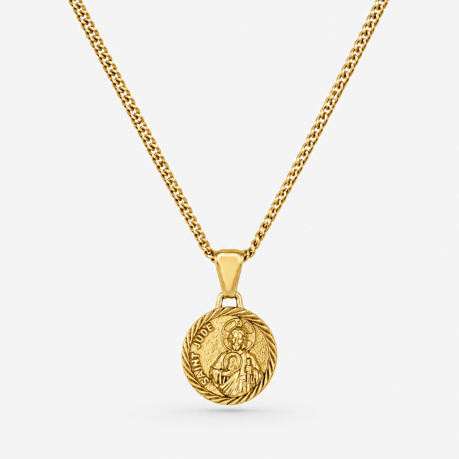 Gold St Jude Necklace Pendant