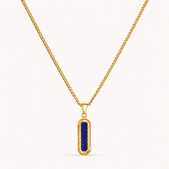 Gold Lapis Lazuli Stone Necklace Pendant