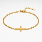 Gold Cross Bracelet on a white background.