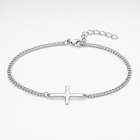 Silver Cross Bracelet Cuban Chain 3MM