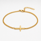 Gold Cross Bracelet Cuban Chain 3MM