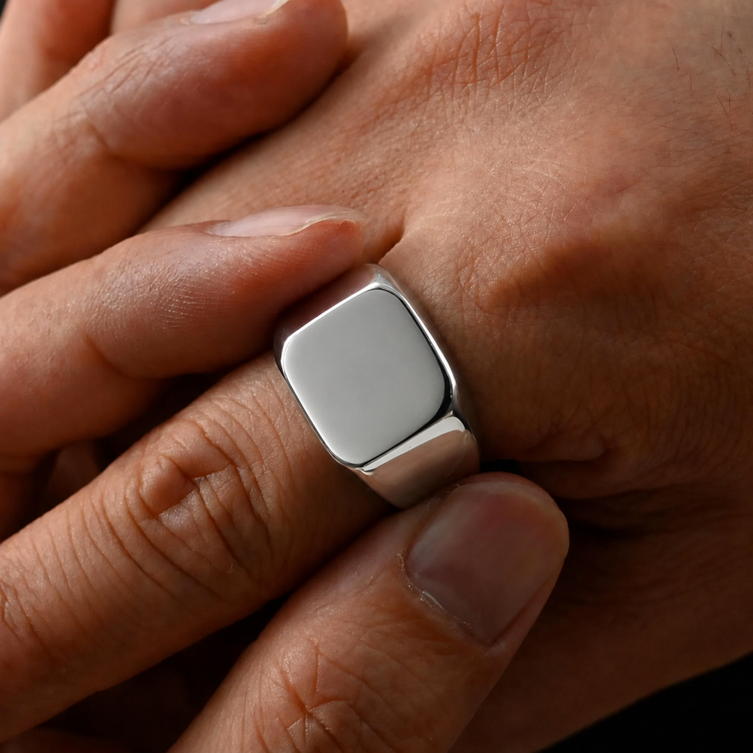 Silver Square Face Signet Ring