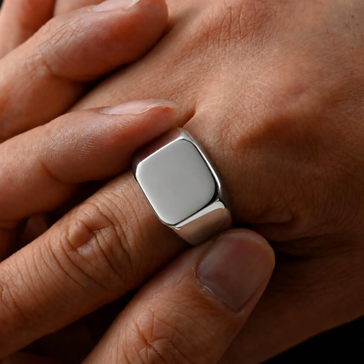 Silver Square Face Signet Ring