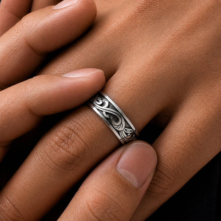 Silver Plant Band Ring