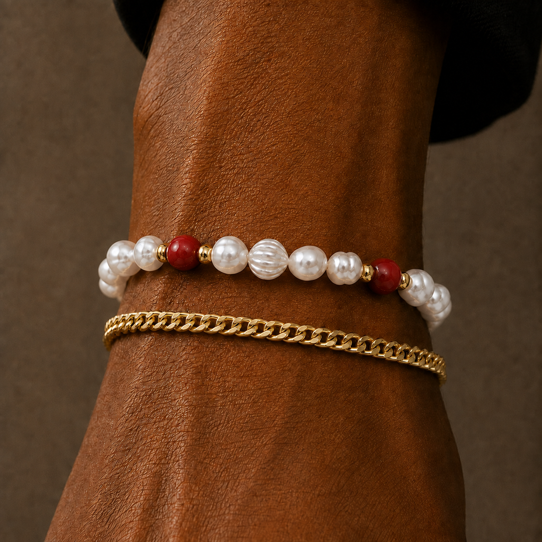 Jasper Stone Pearls Bracelet