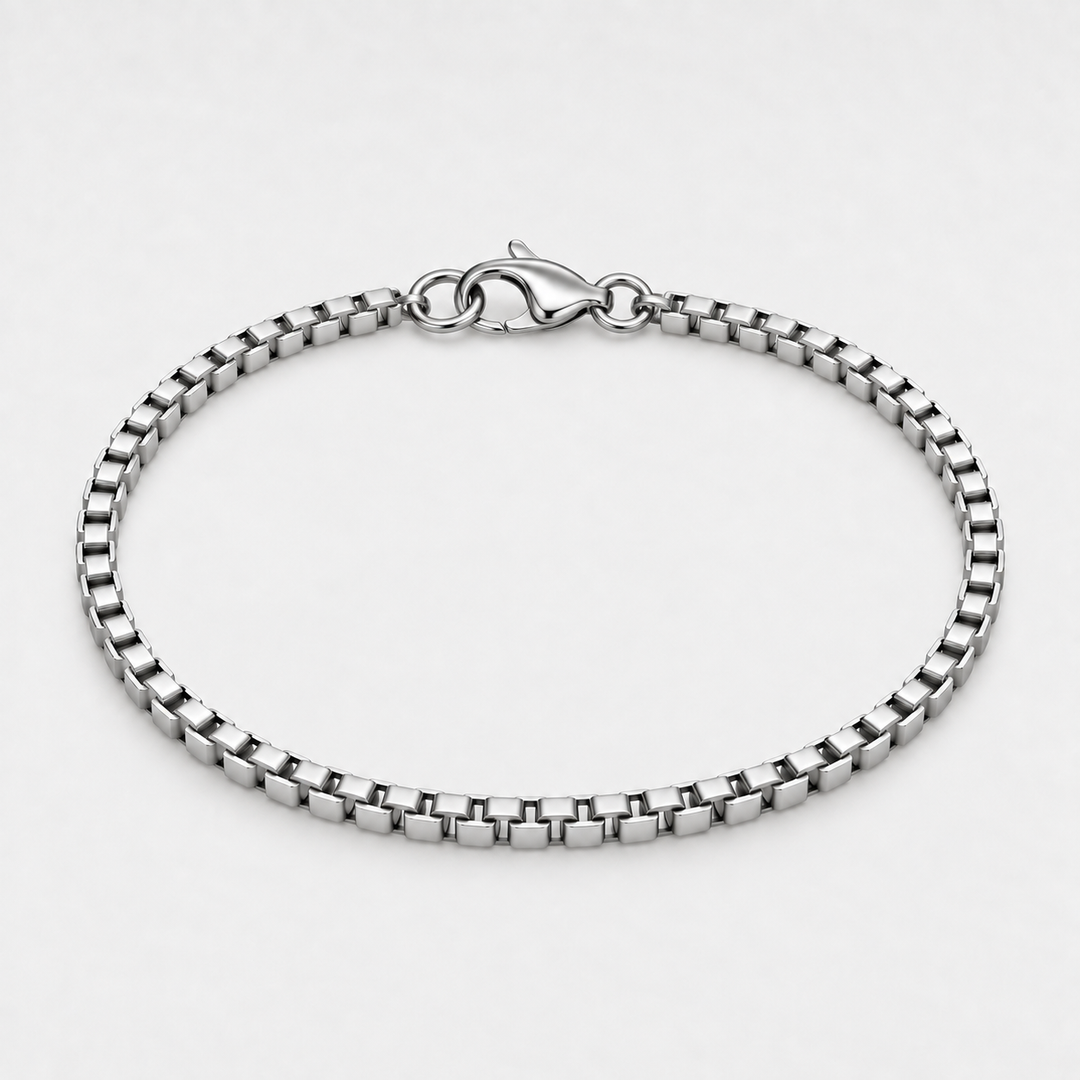 Silver Box Chain Bracelet - 3mm