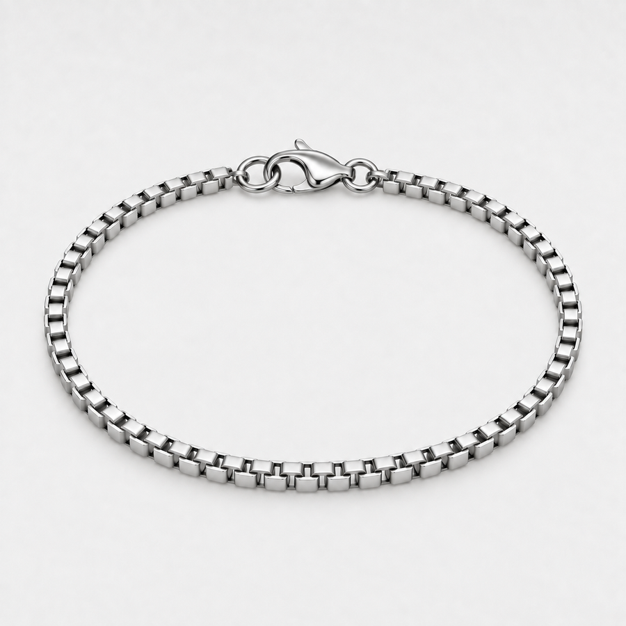 Silver Box Chain Bracelet - 3mm