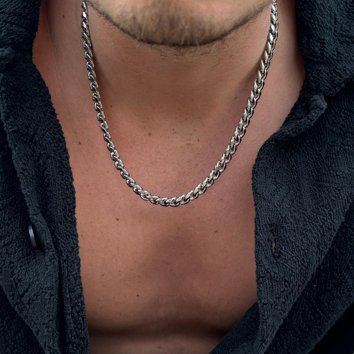 Silver Cuban Chain Necklace 9MM