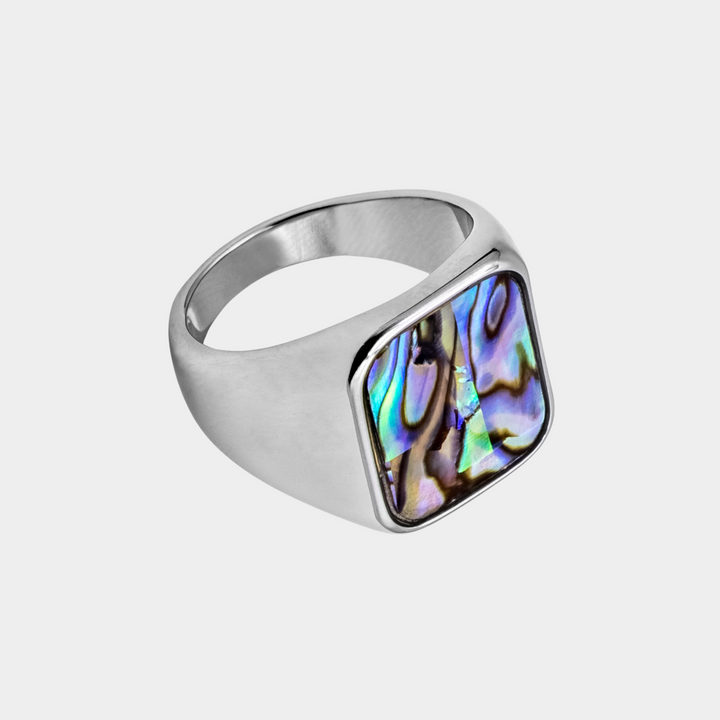 Silver Genuine Abalone Shell Signet Ring