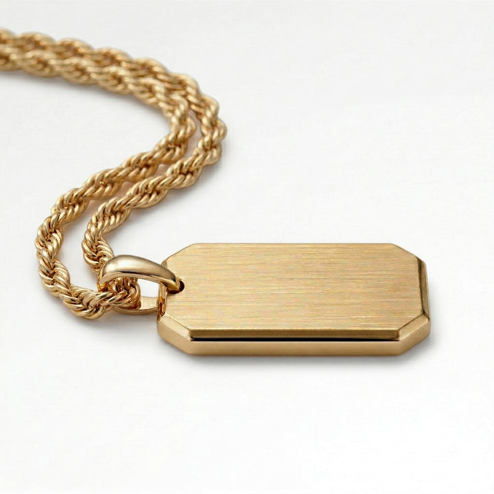 Gold Dog Tag Necklace Pendant