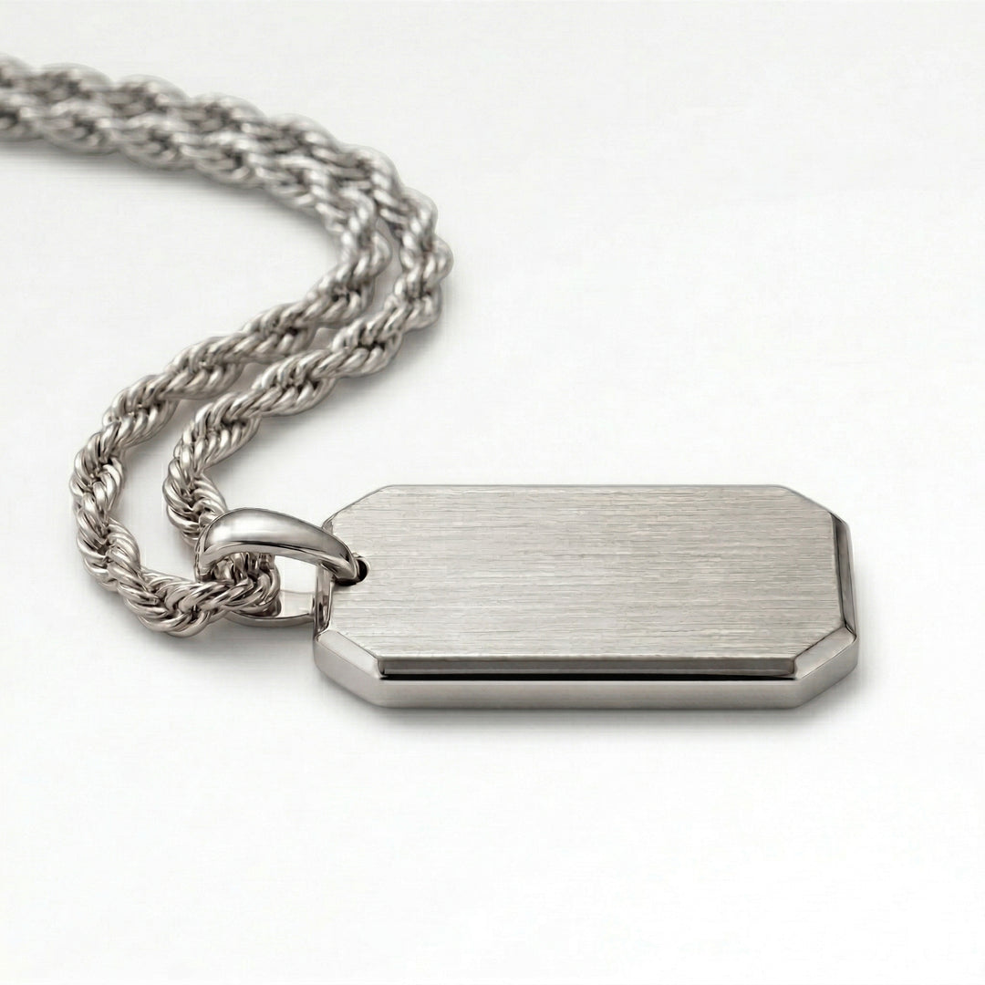 Silver Dog Tag Necklace Pendant
