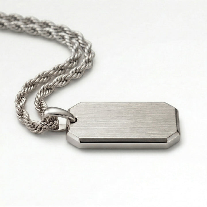 Silver Dog Tag Necklace Pendant
