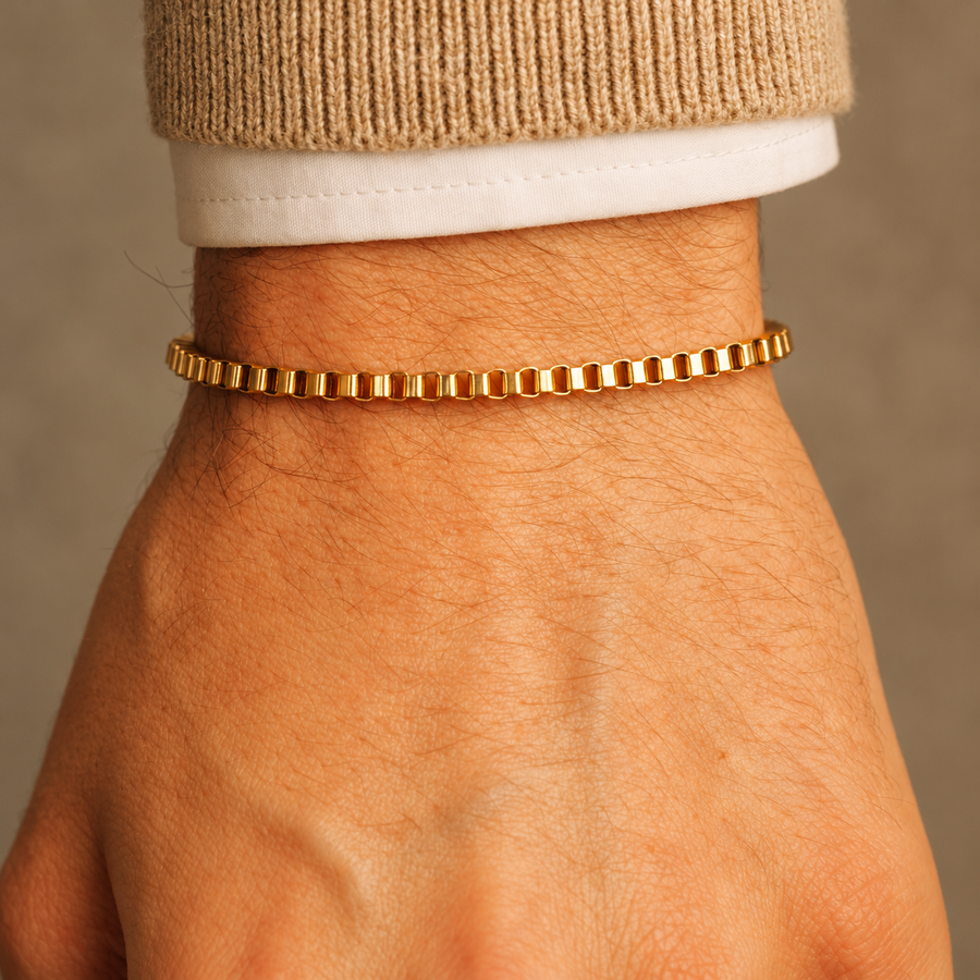 Gold Box Chain Bracelet - 3mm