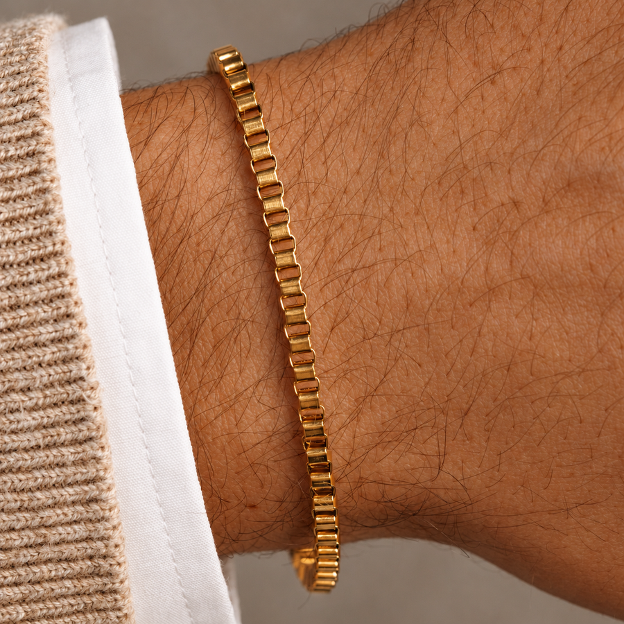 Gold Box Chain Bracelet - 3mm
