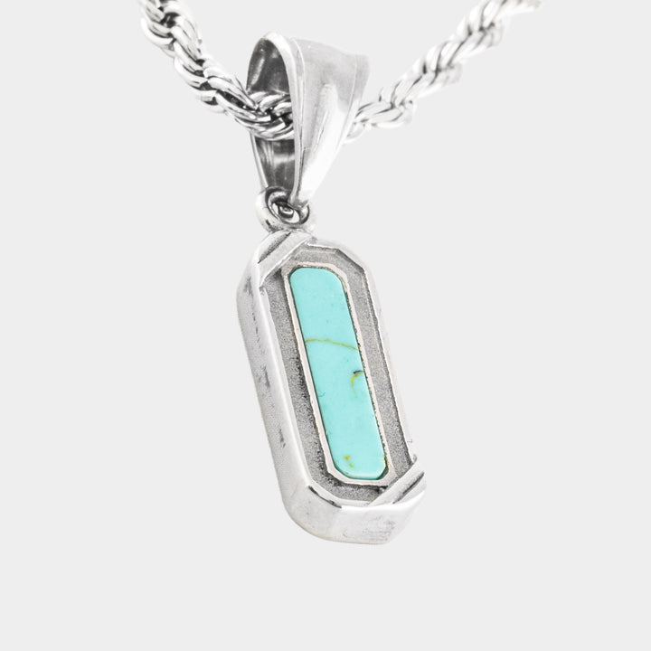 Silver Belgravia Genuine Turquoise Stone Necklace Pendant